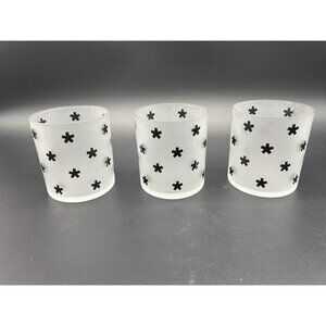 Cocktail Glasses Frosted White Black Lowball Rocks Water Tumblers Stars Bar Mod
